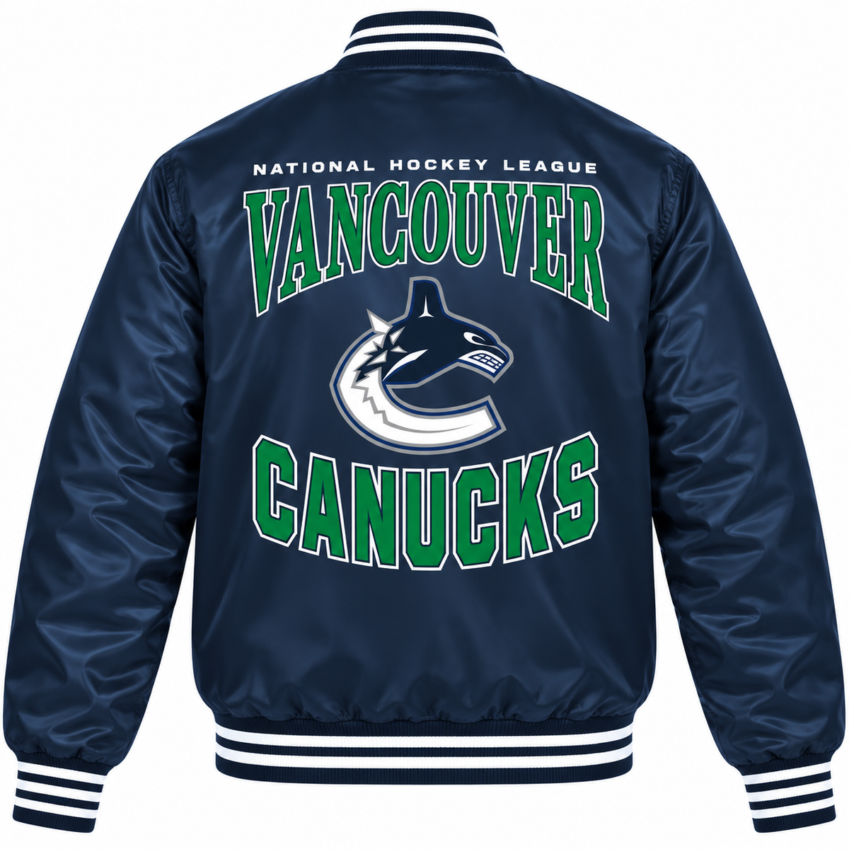 Vancouver Canucks NHL Heavyweight Satin Jacket Back View Main image