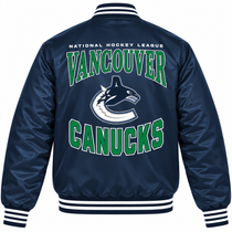 Vancouver Canucks NHL Heavyweight Satin Jacket Back View