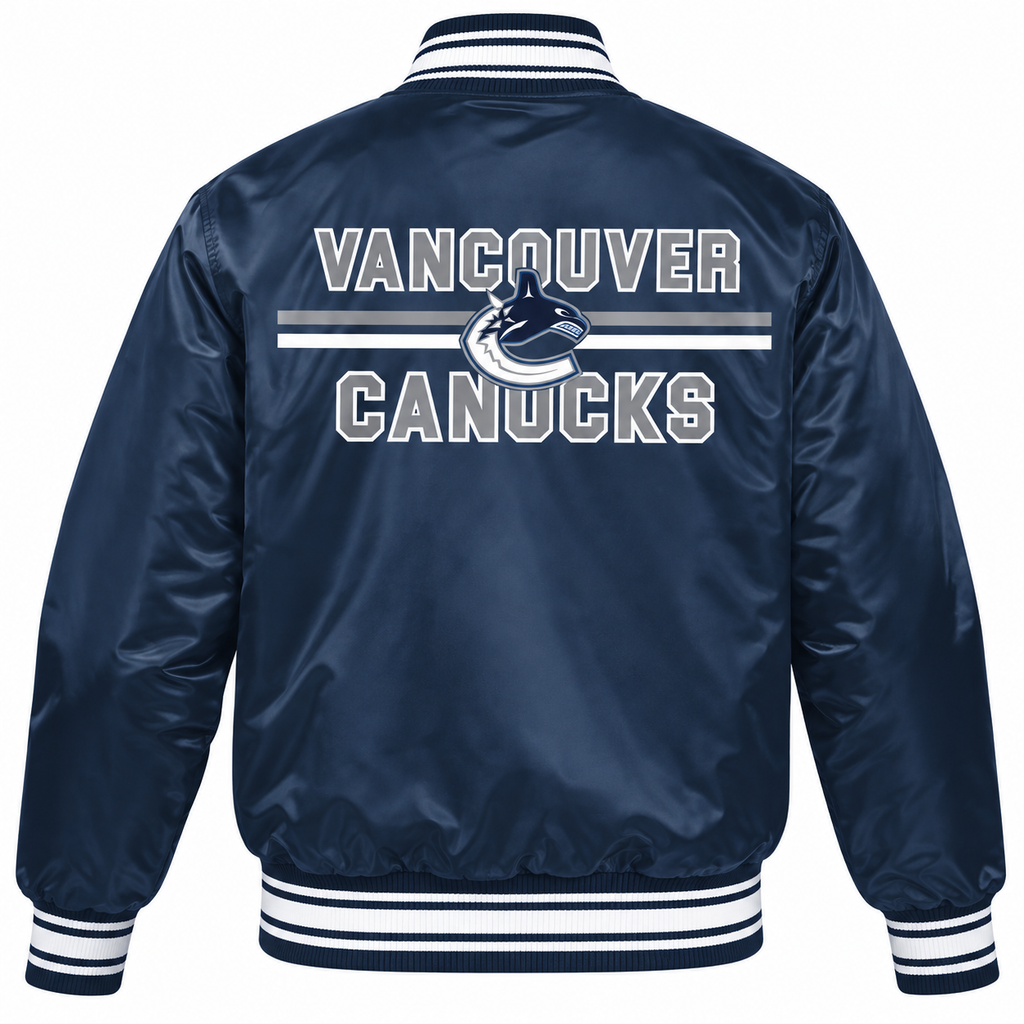 Vancouver Canucks NHL Heavyweight Satin Jacket Back View