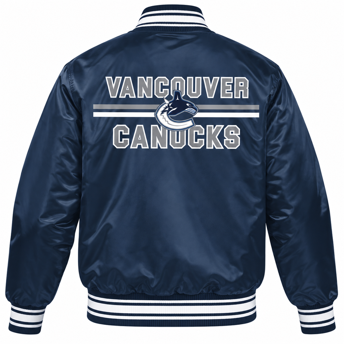 Vancouver Canucks NHL Heavyweight Satin Jacket Back View