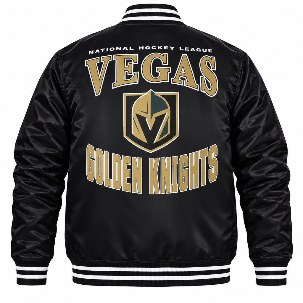 Vegas Golden Knights NHL Heavyweight Satin Jacket Black View