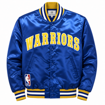 Golden State Warriors Heavyweight Satin Fan Jacket with bold basketball-inspired styling