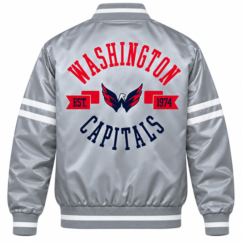 Washington Capitals NHL Heavyweight Satin Jacket Back View