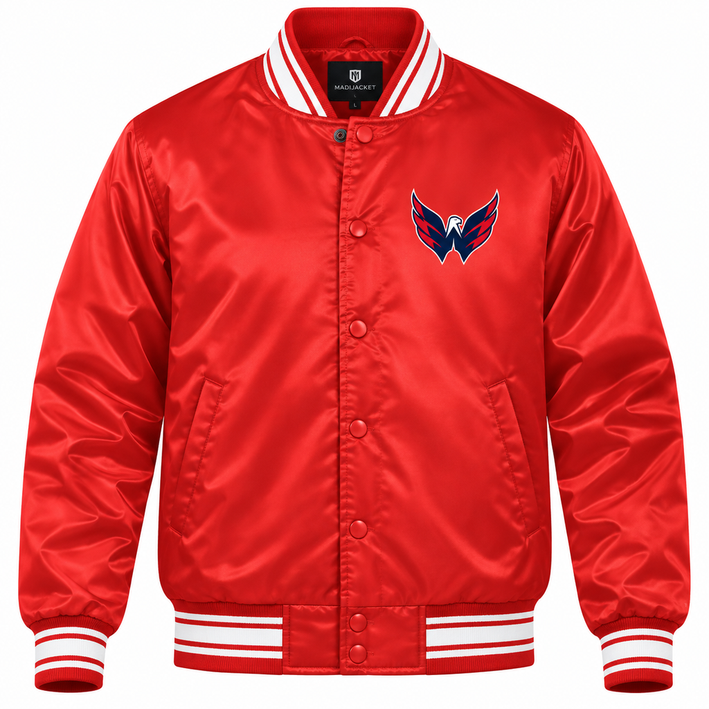 Washington Capitals NHL Heavyweight Satin Jacket Front View