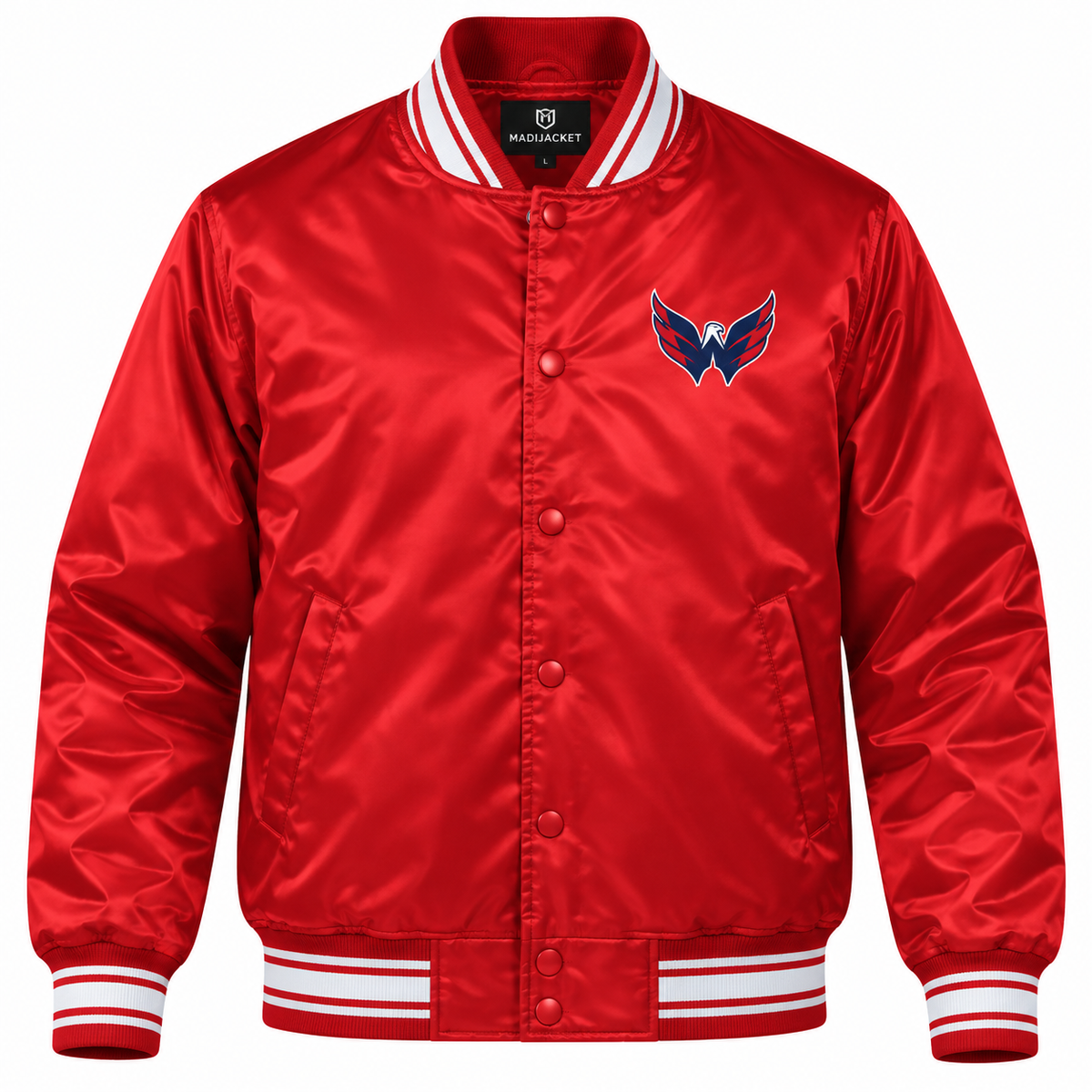 Washington Capitals NHL Heavyweight Satin Jacket Front View