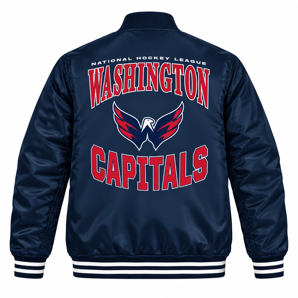 Washington Capitals NHL Heavyweight Satin Jacket Back View