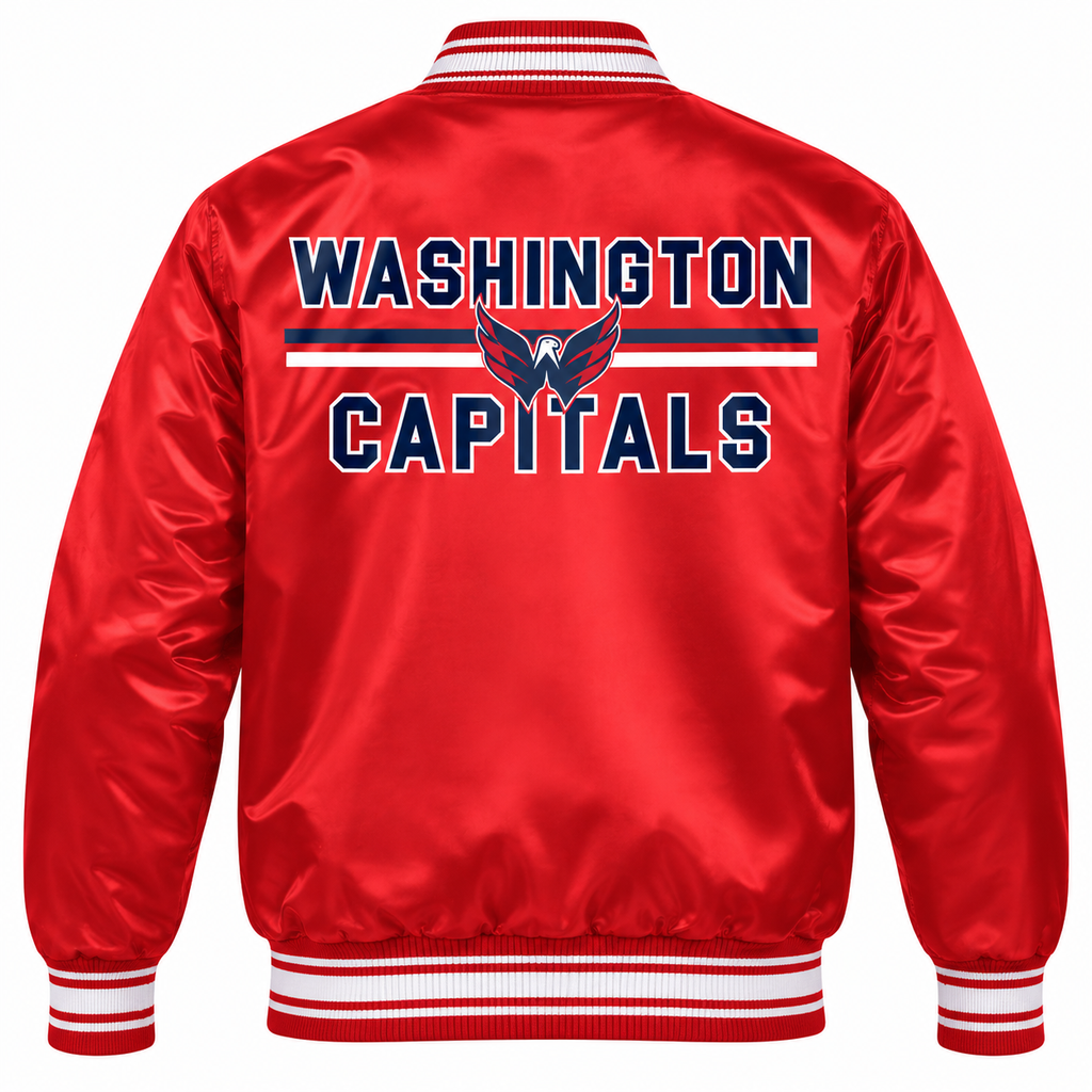 Washington Capitals NHL Heavyweight Satin Jacket Back View