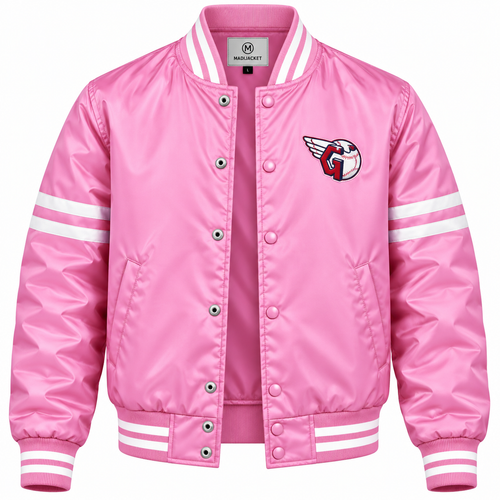Cleveland Guardians Stripe Sleeves Heavyweight Satin Jacket