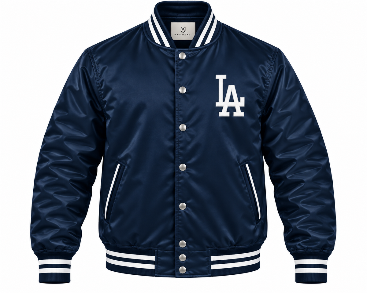LA Dodgers Navy Heavyweight Satin Jacket