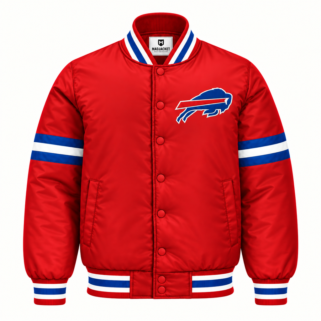 Buffalo Bills Stripe Sleeve Heavyweight Satin Jacket
