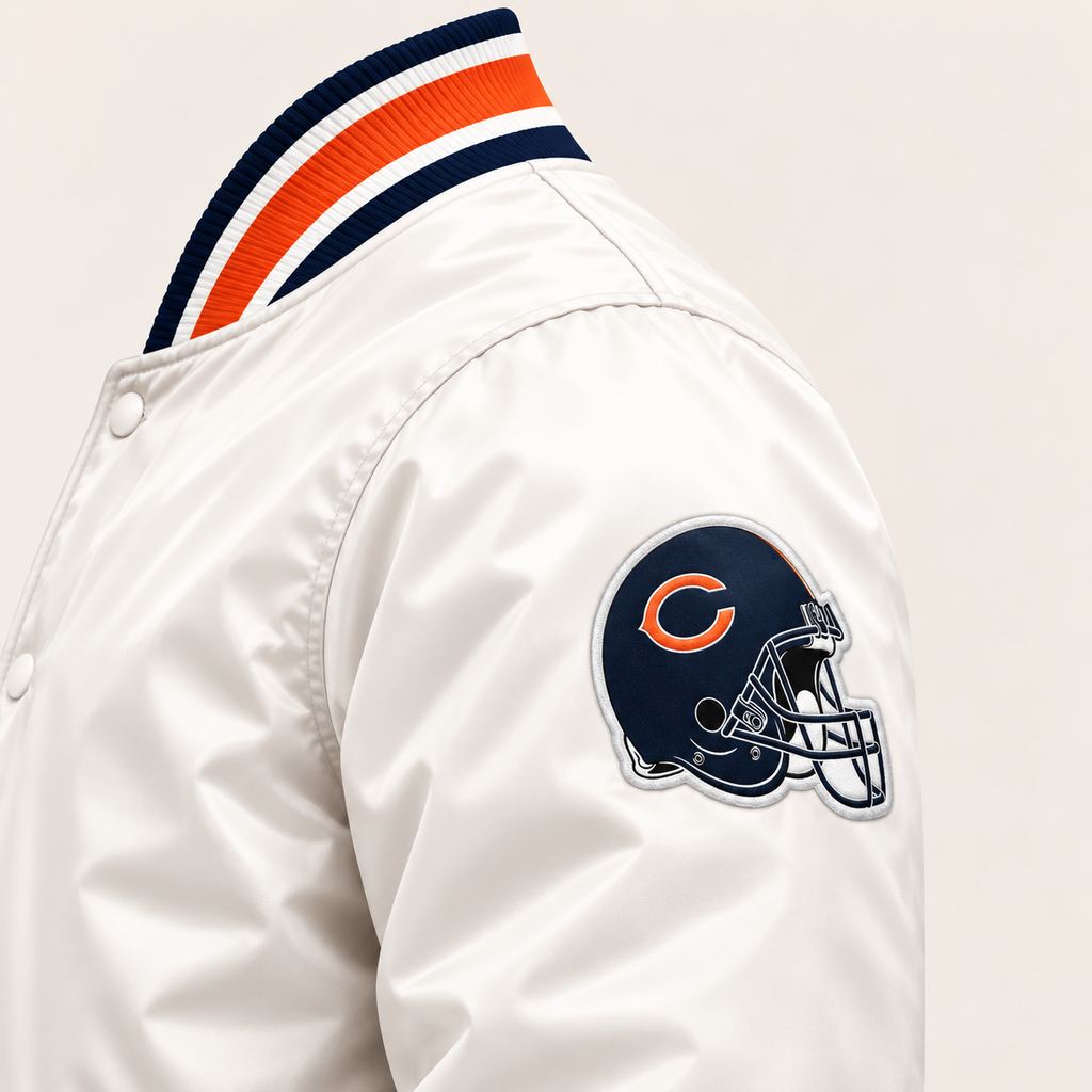 Chicago Bears Game Day NHL Heavyweight Satin Jacket Side View