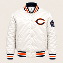 CHICAGO BEARS NHL Heavyweight Satin Jacket Front View