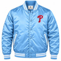 Philadelphia Phillies Blue Heavyweight Satin Jacket