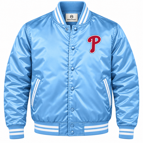Philadelphia Phillies Blue Heavyweight Satin Jacket