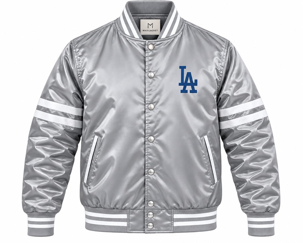 LA Dodgers Stripe Sleeves Heavyweight Satin Jacket