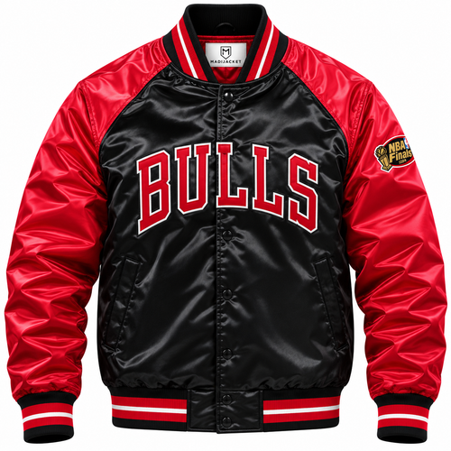 Bulls Red & Black Heavyweight Satin Jacket