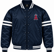 Los Angeles Angels Stripe Sleeves Heavyweight Satin Jacket
