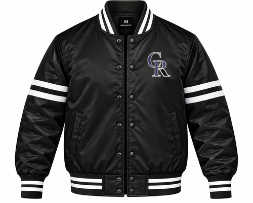 Colorado Rockies Stripe Sleeves Heavyweight Satin Jacket