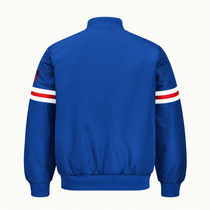 New York Giants Stripe Sleeve NHL Heavyweight Satin Jacket Back View