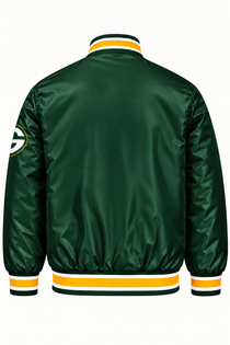 Green Bay Packers Heavyweight Satin Jacket Back View