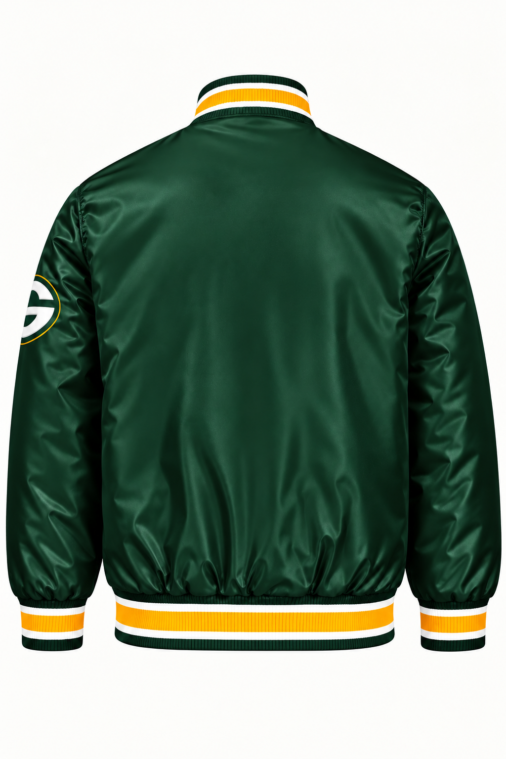 Green Bay Packers Heavyweight Satin Jacket Back View