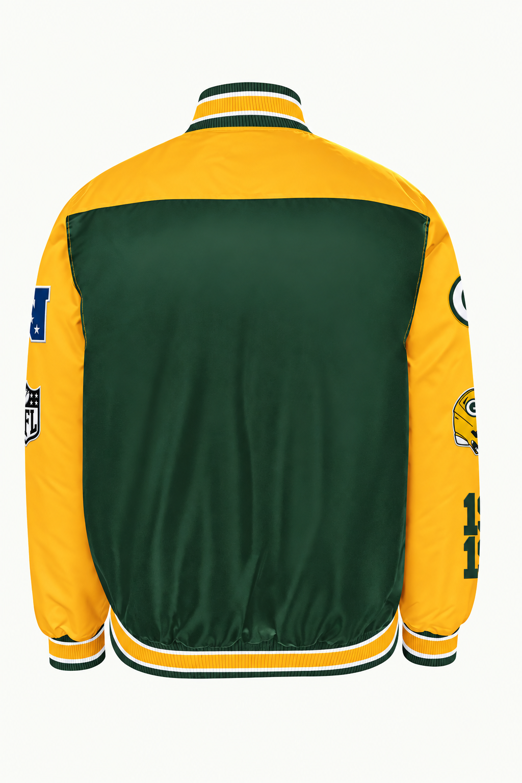 Green Bay Packers Heavyweight Satin Jacket Back View