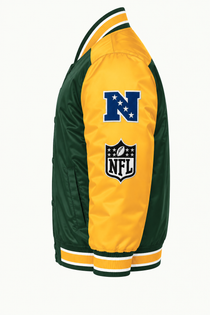 Green Bay Packers Embroidered Satin Jacket Close Up