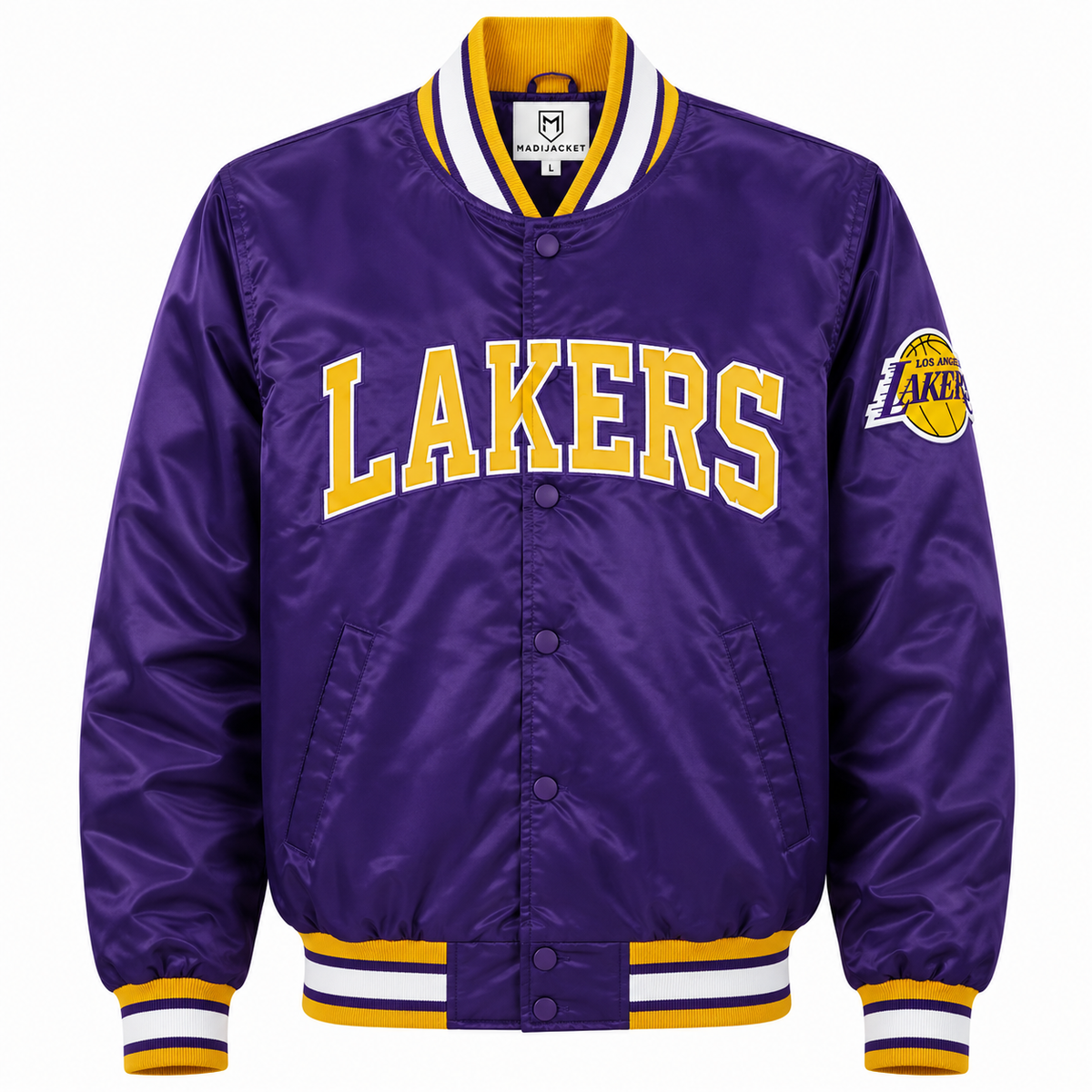 Los Angeles Lakers Heavyweight Satin Fan Jacket with bold basketball-inspired styling