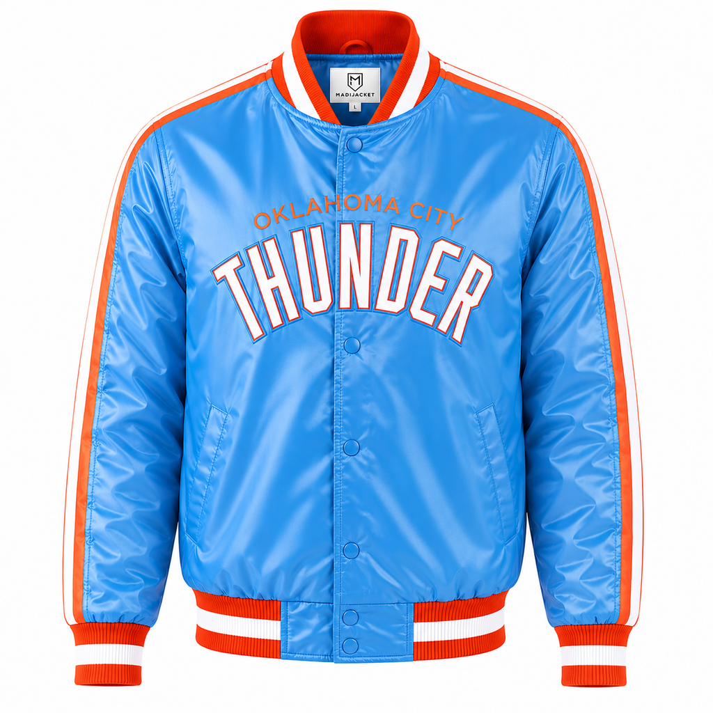 Oklahoma City Thunder Heavyweight Satin Fan Jacket with bold basketball-inspired styling