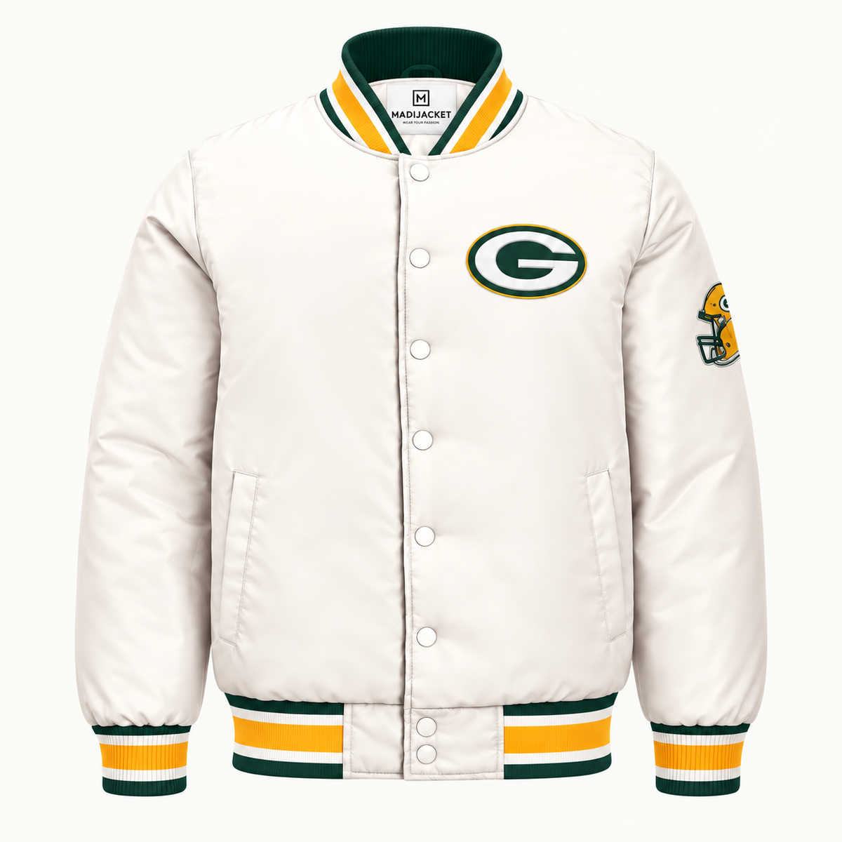 packers NHL Heavyweight Satin Jacket Front View