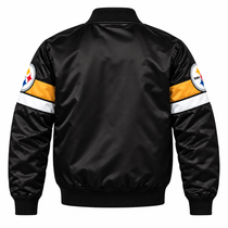 Pittsburgh Steelers Strip Sleeves Heavyweight Satin Jacket