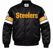 Pittsburgh Steelers Strip Sleeves Heavyweight Satin Jacket