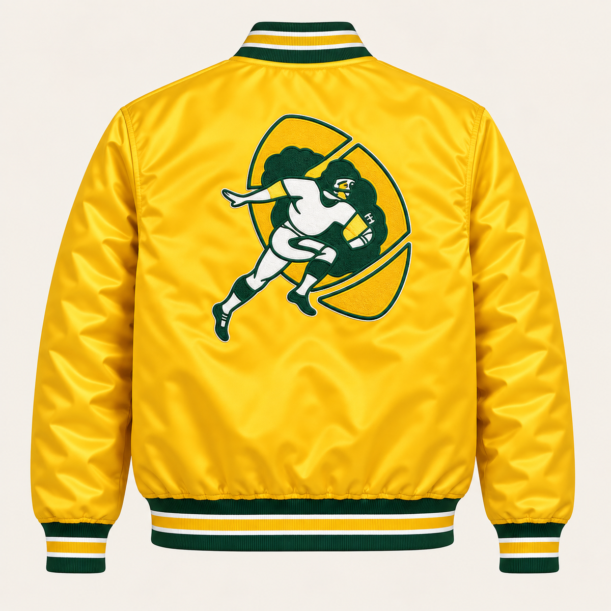 Green Bay Packers Heavyweight Satin Jacket Back View